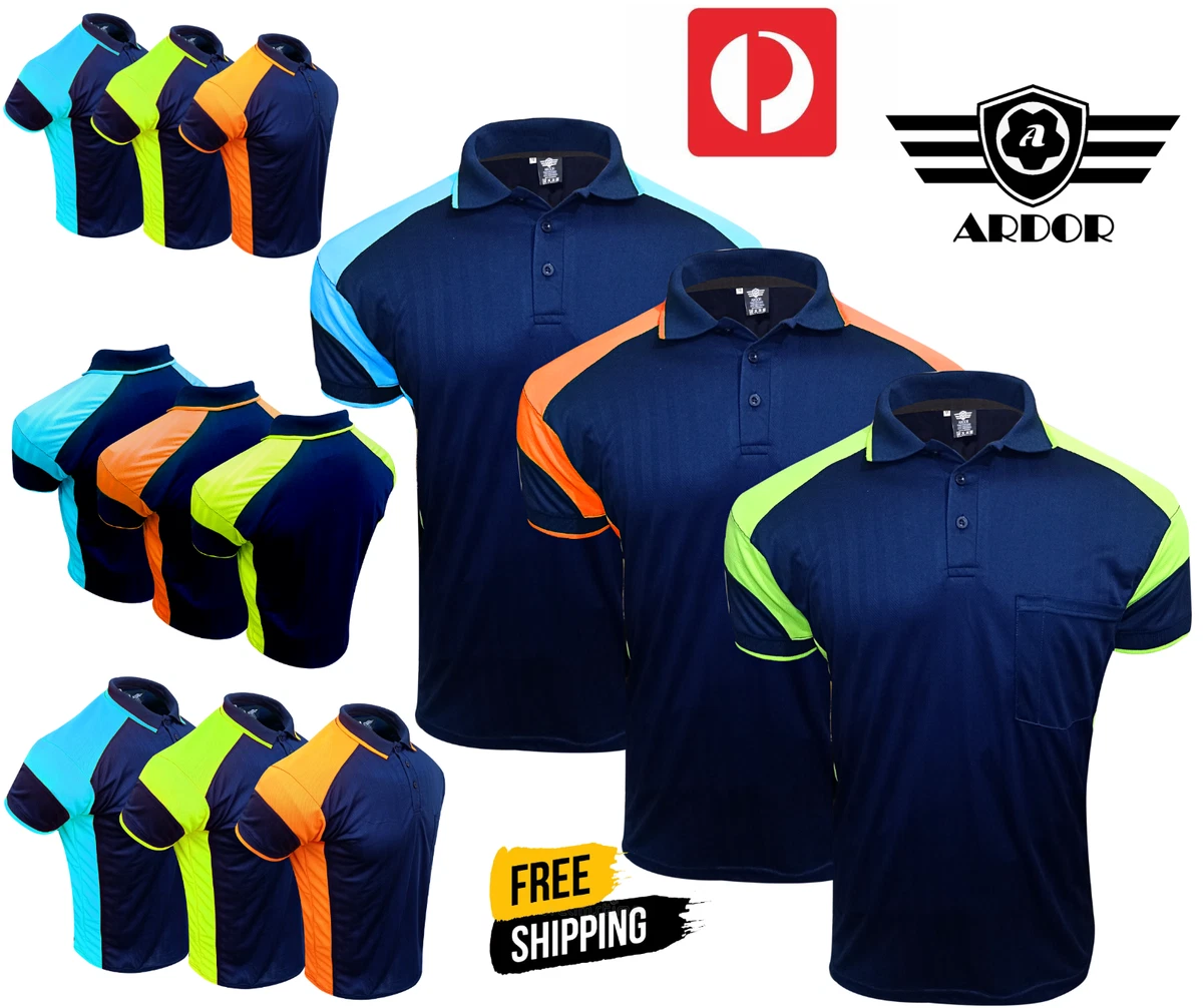 Men Light Polo Shirts Hi Vis Work Shirt Cargo Workwear Golf T