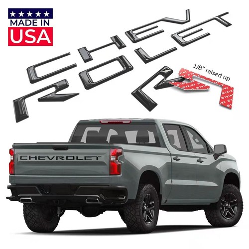 Chrome Chevrolet Raised Tailgate Letters Decal for 2019-23 Chevy Silverado - Picture 20 of 20
