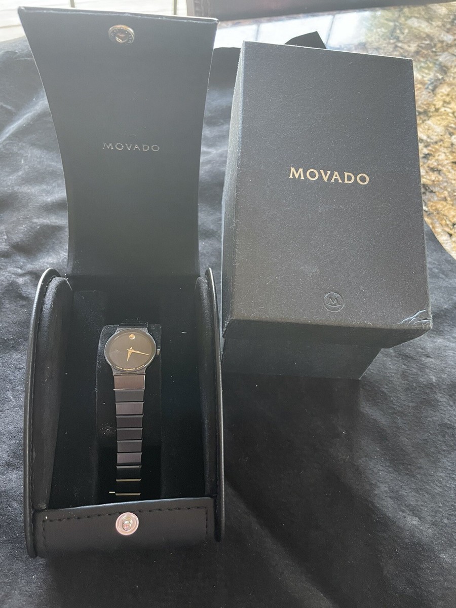 movado museum extra slim rare black ladies watch | eBay display picture 2