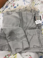 Frette Italy New 1pc Scarf Cotton Viscose 60x74 Grey Bed Throw