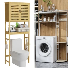 Over The Toilet Storage Cabinet 2-Doors Bathroom Storage Organizer Space-Saver