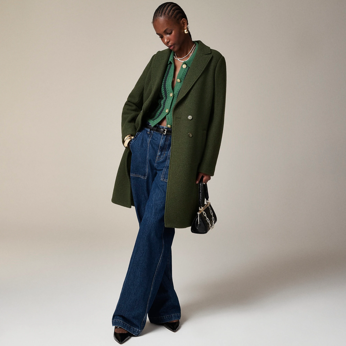 New JCREW Size 0 Daphne Topcoat Coat in Italian Boiled Wool Dark