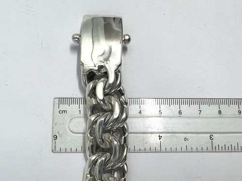 Bracciale Catena Garibaldi Argento Sterling 925 Pesante Taxco Messicano. 7", 193 grammi - Foto 13 di 16