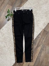 7 For All Mankind 27 Bold Edgy Mid-Rise Leopard Ankle Gwenevere Skinny Jeans