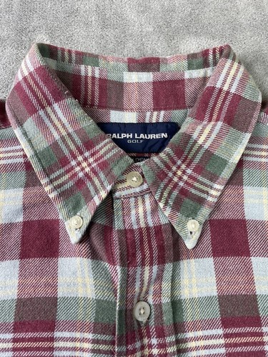 Ralph Lauren Oxford Flannel Plaid Tilden Shirt Mens Large / XL Golf Long Sleeve - Picture 4 of 15