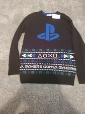 Playstation Christmas Holiday boys Ugly Sweater Sweatshirt Size 8-10y Black NWT