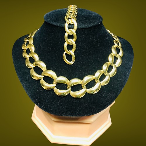 WIDE Gold COLLAR NECKLACE Chain 18 