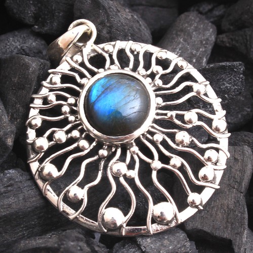 "Colgante redondo grande hecho a mano para joyería de plata esterlina 925 lisa de 2" - Imagen 2 de 2