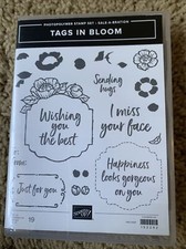 Stampin' Up! Juego de estampillas TAGS IN BLOOM extraño tu cara enviando abrazos solo para ti