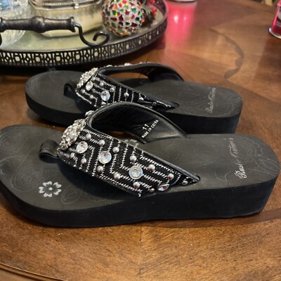 Rustic Couture Women's Blinged Thong Flipflops Beach Slippers Slides 11 H.AE