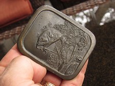 VINTAGE 1976 INDIANA METAL CRAFT LARGE MOUTH BASS JUMPING FISHING BELT BUCKLE