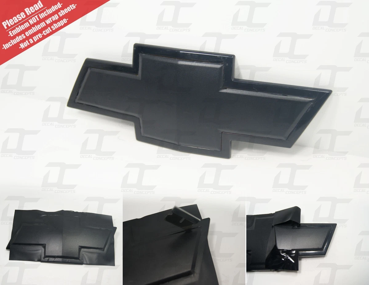 2 Silverado Flat Black Universal Chevy Bowtie Vinyl Sheets Emblem Matte