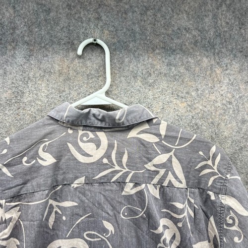 Reyn Spooner Shirt Mens Large Gray Button Down Alfred Shaheen Hawaiian Floral - Picture 4 of 11
