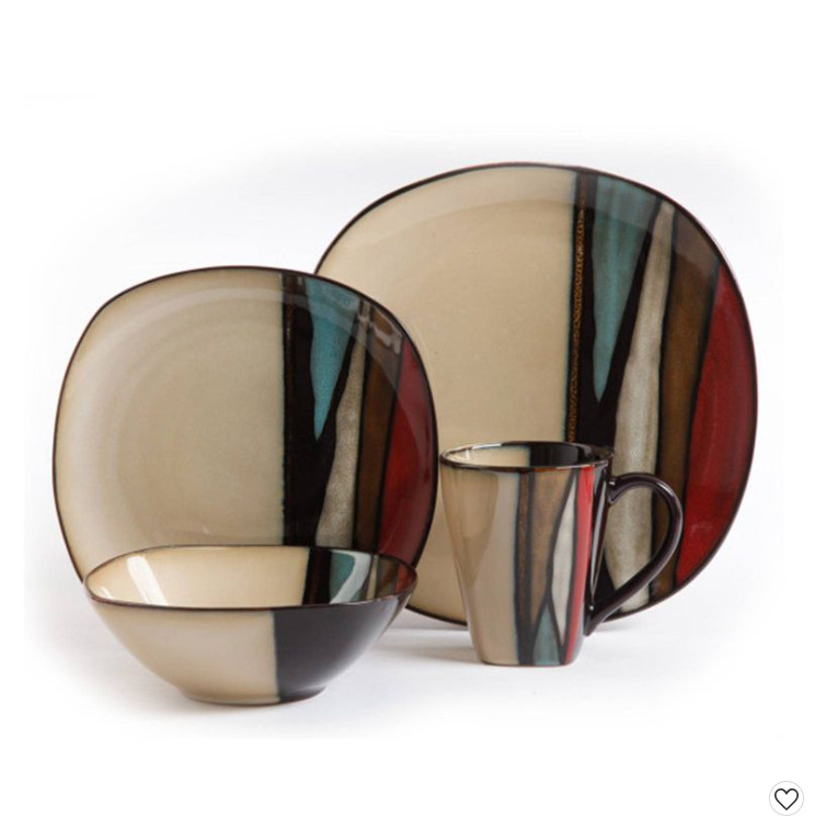 Gibson Elite Althea 16 Piece Reactive Glaze Dinnerware Multicolor Service for 4