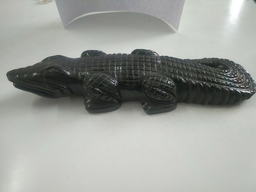 Aventurine Black Color Alligator\Crocodile 2540 Cts Show Piece Natural Gemstone - Picture 9 of 10