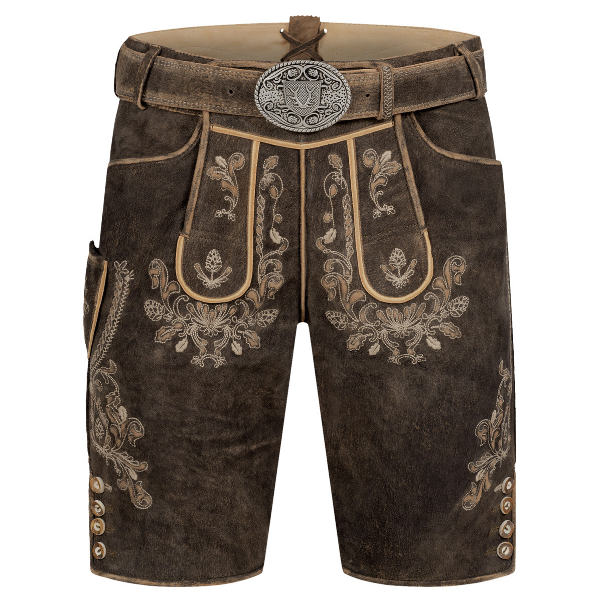 Krüger Antonio Lederhose mit Gürtel Herren Trachtenlederhose Trachtenhose