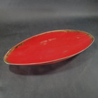 California USA Pottery Red and Gold Oval Console Bowl 15" Long Vintage Valentine