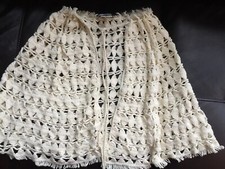 PONCHO IN MAGLIA PER BAMBINA, TAGLIA UNICA, BIANCO SPORCO, elegante