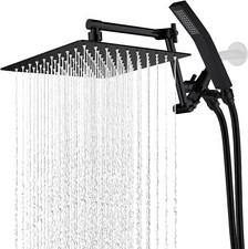 Black All Metal Square Shower Head Combo 8 Ra...