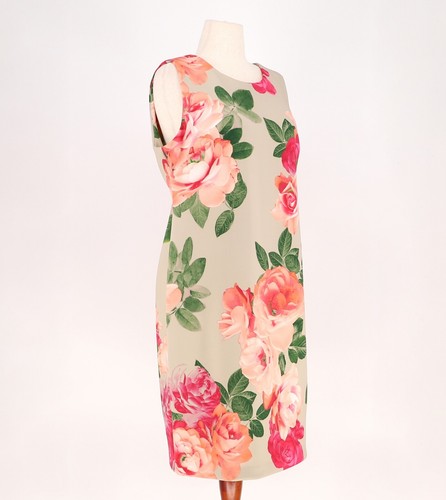 NWT CALVIN KLEIN $134 Crepe Stretch Floral Sleeveless Sheath Dress Taupe Size 16 - Picture 3 of 8