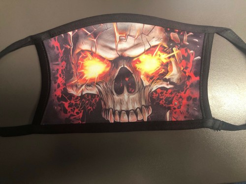 Adult Large Washable fiery Skull Face Mask - Picture 2 of 2