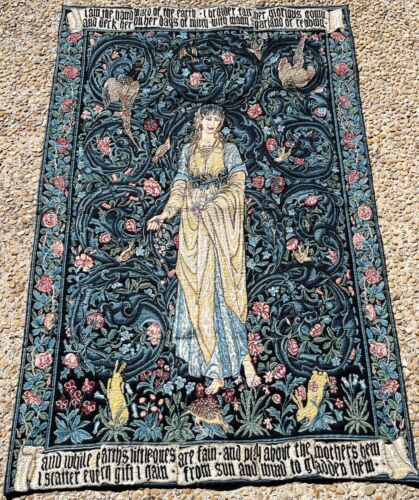 Tapiz vintage con certificado de autenticidad Flora William Morris colgante de pared 54x36 hecho en Bélgica - Imagen 2 de 21