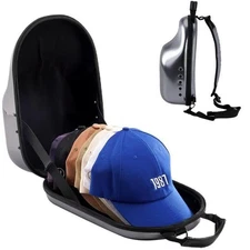 Hat Travel Hard Case Carrier Storage Bag Medium 6-7 Caps Grey