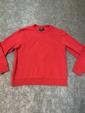 Guess Los Angeles Mens Medium Red Embossed Triangle Logo Crewneck Sweatshirt