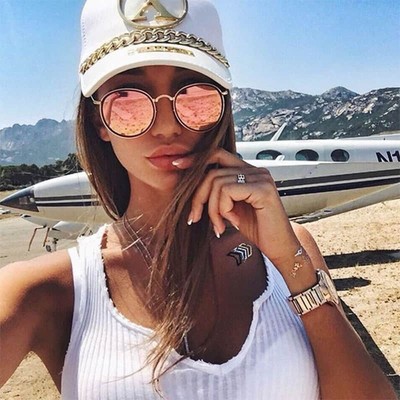 Ray-Ban Round Gold Metal Frame Foldable Pink Mirrored  display picture 2