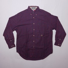 Vintage Tommy Hilfiger Mens Gingham Button Down Shirt Oversized Medium Red Blue