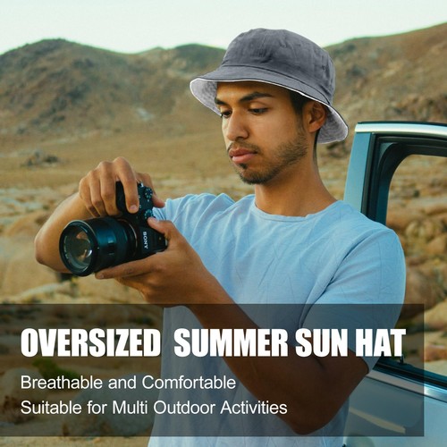 Oversize XXL Cotton Bucket Hat, Unisex Reversible Trendy Fisherman Hats, Doub... - Picture 2 of 8