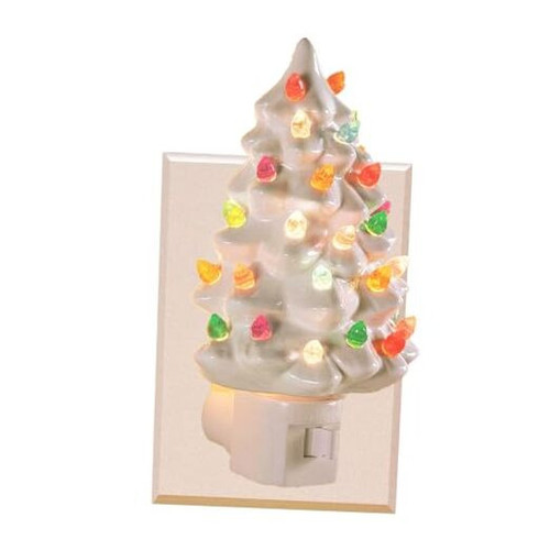 Ceramic Christmas Tree Night Light, 360 Degree Swivel Plug Christmas