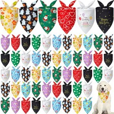 50 Pcs Holiday Dog Bandanas Bulk Dog Bandanas for Fall Autumn Halloween Chris...
