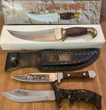 Vintage Fixed Blade Knife Lot Large Hunting Survival Display 1 w/Box Sheath