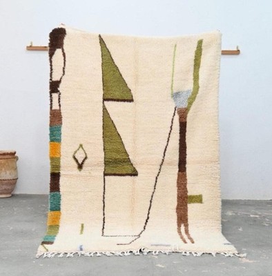 Handmade Berber Wool Carpet, Modern Geometric Area Rug