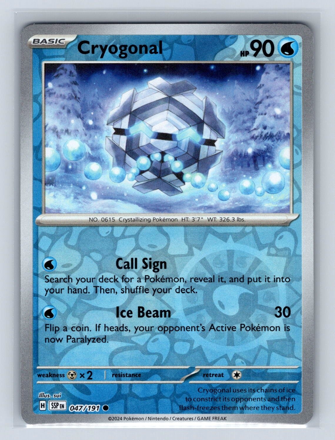 Cryogonal 047/191 Reverse Holo SV08: Surging Sparks NM Pokemon TCG Card
