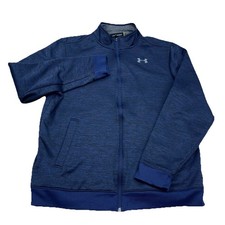 Under Armour Jacket Men Large Blue Full Zip Track Suit Sweatshirt Sweater Navy