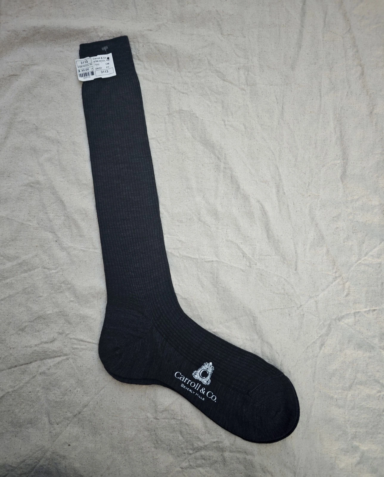 ​NOS Carroll & Co Beverly Hills Merino Wool Dress Socks England OTC 1 Pair