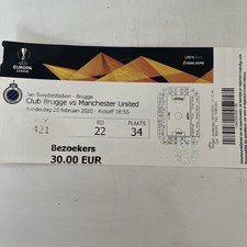 Club Brugge v Manchester United away ticket stub Europa League 20/02/2020