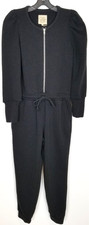Chaser Women Evereve Exclusive Puff Sleeve Zipper Front Jumpsuit Sz S Black
