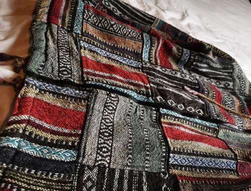 Unisex - Boho Hippie Heavyweight Patchwork Cotton Hooded Jacket XL - Picture 4 of 6