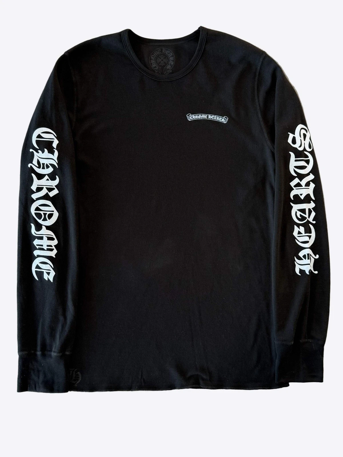 Chrome Hearts Black & White Script Logo Thermal Longsleeve T-Shirt