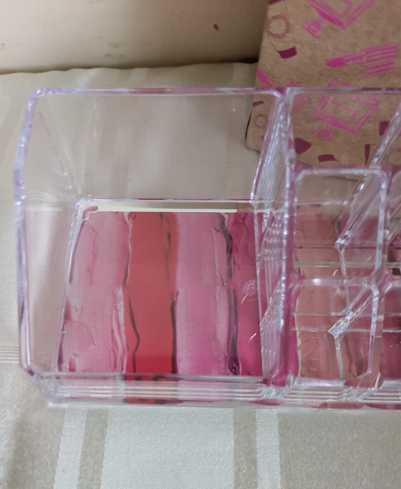Acrylic Makeup Storage Organiser Desk Tidy Compact Clear Box with 9 Compartments - Image 3 of 4