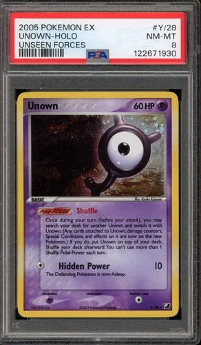 Pokemon Unown EX Unseen Forces Holo Rare #Y/28 PSA 8