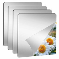 4 Pack Acrylic Mirror Tiles, Stick on Mirrors for Wall, Flexible Plastic Mirror