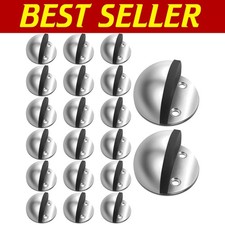 Durable Floor Door Stopper - Brushed Stainless Steel with Rubber Bumper, 20 Pack