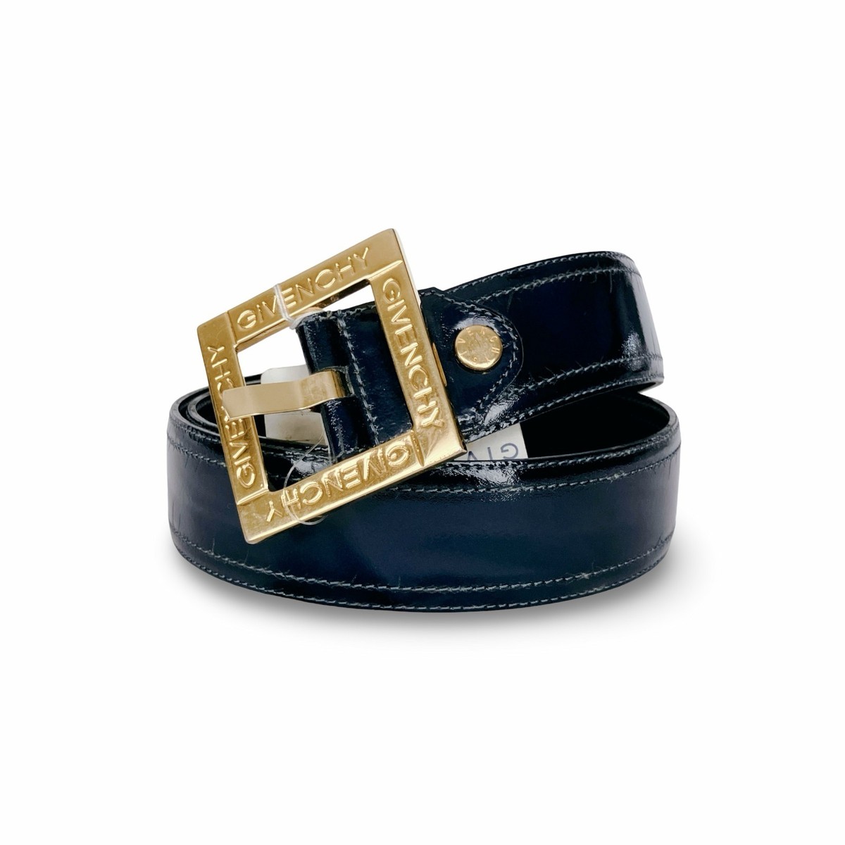 GIVENCHY ジバンシー ベルト 本革 ブラック ゴールド ダブル ロゴ GIVENCHY Gold Logo Buckle Patent Leather Belt 85 / 34 With Tag | eBay