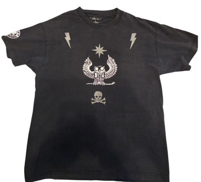 Caviar Cartel Skull/Owl Graphic T-Shirt L Black