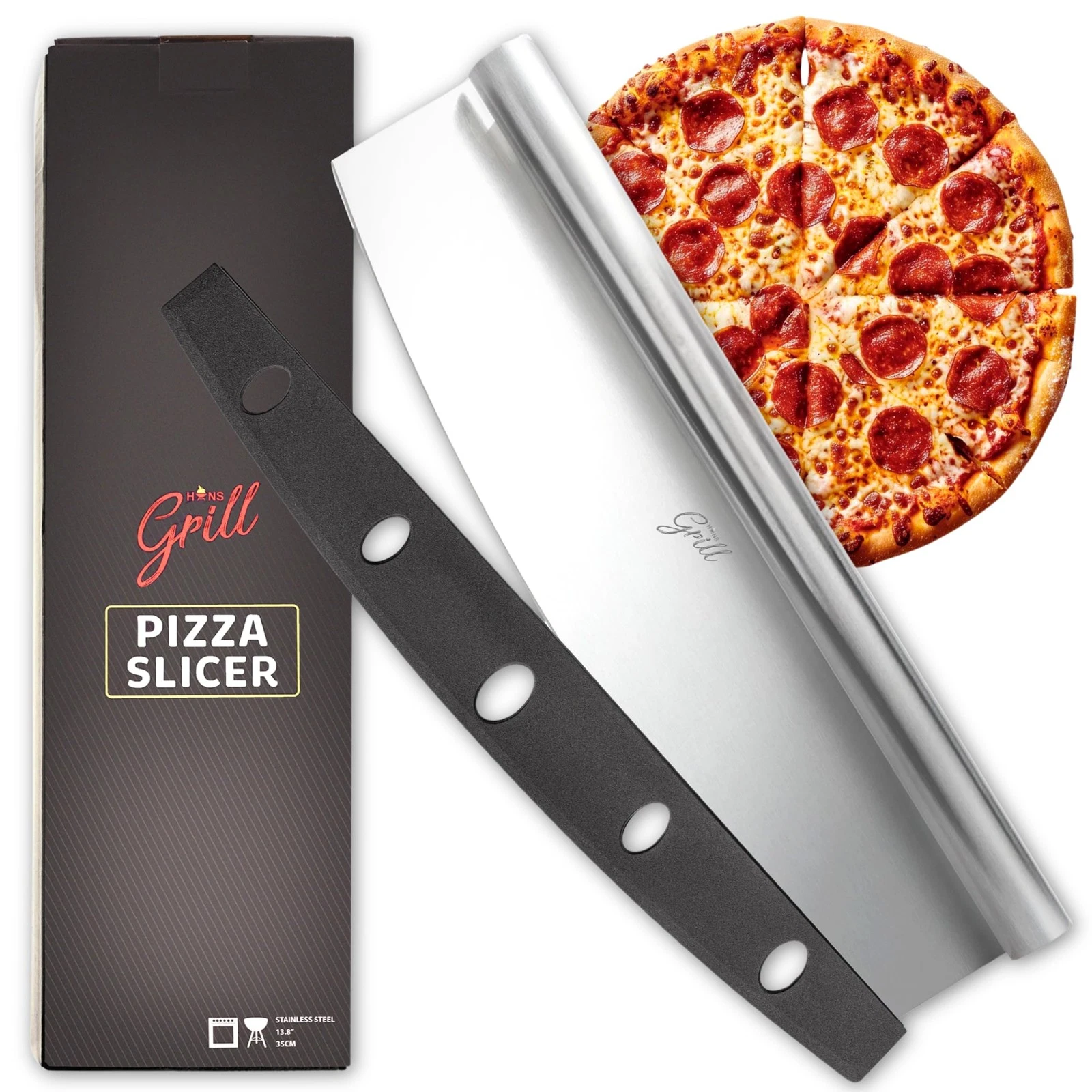 Pizza Cutter Rocker Blade By 14" Large Pizza Slicer Sharp | Stainless Steel R...