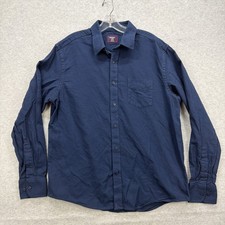 Untuckit Shirt Mens Large Navy Blue Sherwood Flannel Long Sleeve Button Up Work